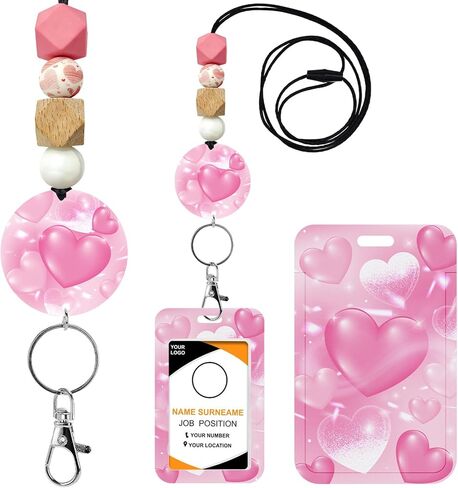 Social Worker Lanyards for ID Badges - Social Work Badge Holder with Lanyard, Cute Boho Rainbow Leopard ID Holder Beaded Breakaway Lanyards for Women ID Card Protector Cover Office Gifts in Saudi Arabia