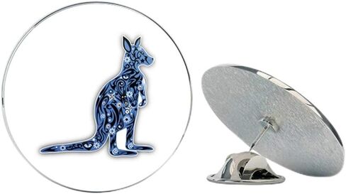 Patterned Kangaroo Round Metal 0.75" Lapel Pin Hat Shirt Pin Tie Tack Pinback in Kuwait
