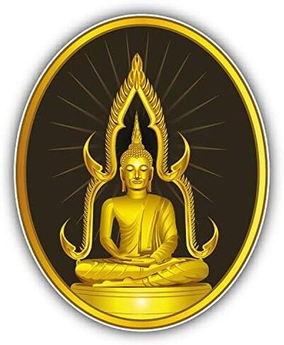 Thai Sitting Buddha Statue Label Round Metal 0.75" Lapel Pin Hat Shirt Pin Tie Tack Pinback in Kuwait