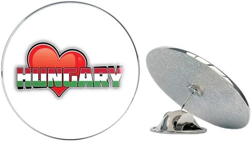 Hungary Art Heart Flag Travel Slogan Round Metal 0.75" Lapel Pin Hat Shirt Pin Tie Tack Pinback in Kuwait