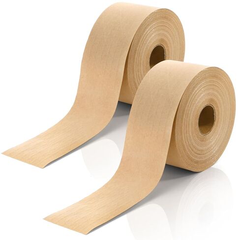 2 Roll Water Activated Gummed Kraft Paper Tape, 2.75in x 380ft Reinforced Brown Packing Tapes, Heavy Duty, Writable Tamper Evident Tape for Shipping, Moving, Sealing in Kuwait