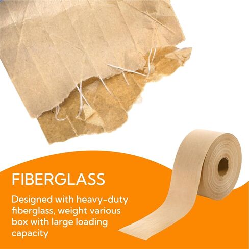 2 Roll Water Activated Gummed Kraft Paper Tape, 2.75in x 380ft Reinforced Brown Packing Tapes, Heavy Duty, Writable Tamper Evident Tape for Shipping, Moving, Sealing in Kuwait