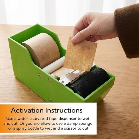 2 Roll Water Activated Gummed Kraft Paper Tape, 2.75in x 380ft Reinforced Brown Packing Tapes, Heavy Duty, Writable Tamper Evident Tape for Shipping, Moving, Sealing in Kuwait