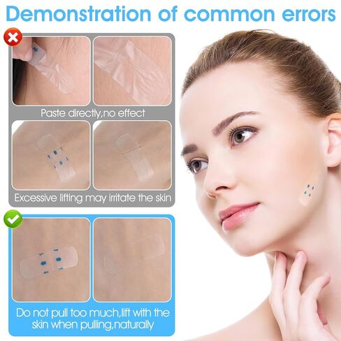 Neck Lift Tape Invisible Behind Neck, 200Pcs Face Tape Lifting Invisible, Waterproof Skin Tapes for Face, Instant Adhesive Tightening Strips for Loose Skin, Jowls, Eye Wrinkles in Saudi Arabia