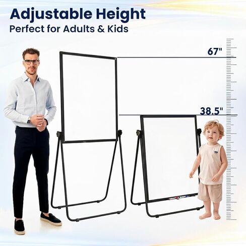 FORTUNO 40x28 U Stand Whiteboard, Double Sided Magnetic Dry Erase Board with Stand,Height Adjustable Portable Sturdy White Board for Homeschool Office Classroom, White in Kuwait