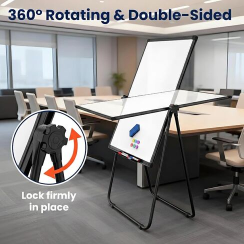 FORTUNO 40x28 U Stand Whiteboard, Double Sided Magnetic Dry Erase Board with Stand,Height Adjustable Portable Sturdy White Board for Homeschool Office Classroom, White in Kuwait