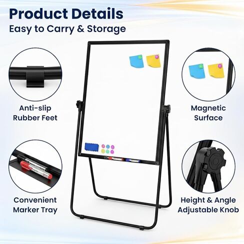 FORTUNO 40x28 U Stand Whiteboard, Double Sided Magnetic Dry Erase Board with Stand,Height Adjustable Portable Sturdy White Board for Homeschool Office Classroom, White in Kuwait