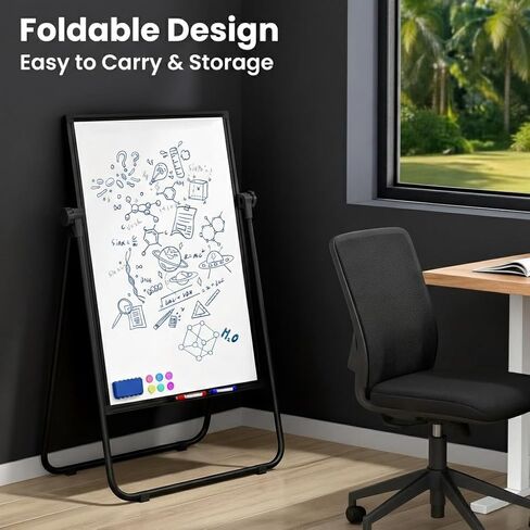 FORTUNO 40x28 U Stand Whiteboard, Double Sided Magnetic Dry Erase Board with Stand,Height Adjustable Portable Sturdy White Board for Homeschool Office Classroom, White in Kuwait