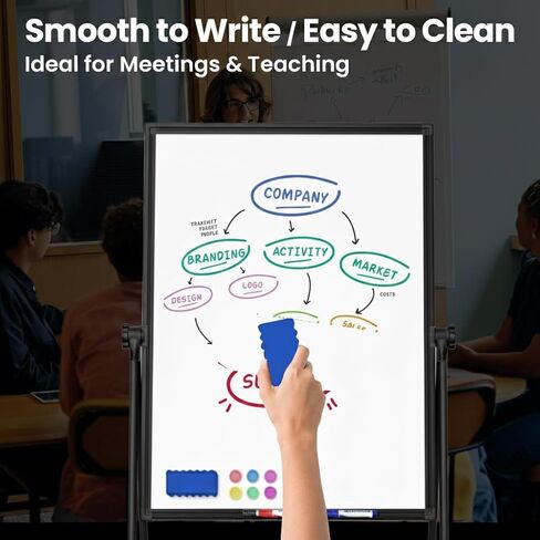 FORTUNO 40x28 U Stand Whiteboard, Double Sided Magnetic Dry Erase Board with Stand,Height Adjustable Portable Sturdy White Board for Homeschool Office Classroom, White in Kuwait