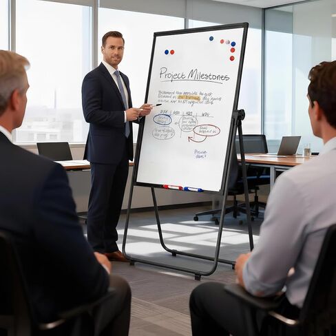 FORTUNO 40x28 U Stand Whiteboard, Double Sided Magnetic Dry Erase Board with Stand,Height Adjustable Portable Sturdy White Board for Homeschool Office Classroom, White in Kuwait