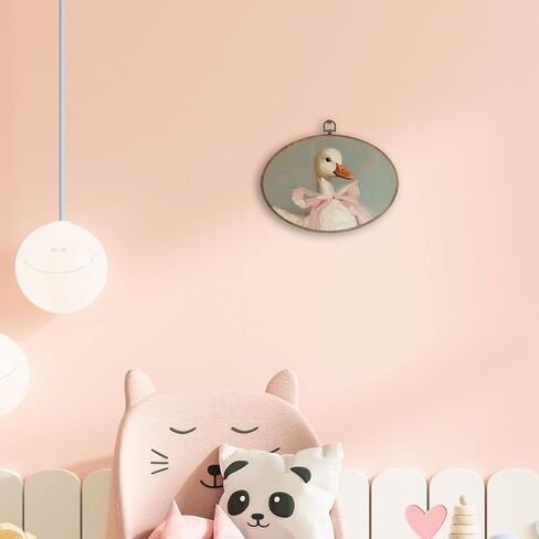 Hxlac Coquette Pink Bow Duck Oval Wall Art Framed, Preppy Girly Oval Wall Decor, Vintage Girly Duck Hanging Canvas Prints Wall Sculptures for Girls Room Dorm Bedroom Decor, 11.5x8.5 Inch in Kuwait