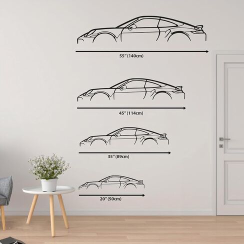 DecoSoul 911 GT3 Model 991 Front Angle Silhouette Metal Wall Art, Sports Car, Man Cave, Gift for Boyfriend and Car Lovers (Black - 20 x 5.5" / 50 x 14 cm) in Kuwait
