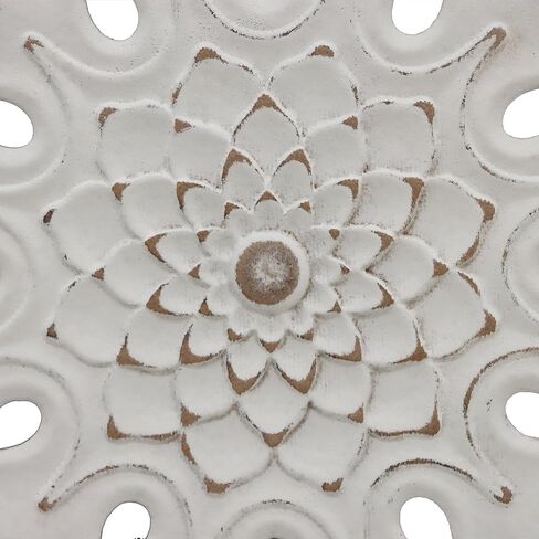 PARISLOFT Farmhouse Wood Round Cutout Floral Wall Decor, Bohemian Wall Sculpture, Carved Mandala Wall Art for Living Room, Bedroom, Entryway, 24.8'' in Kuwait