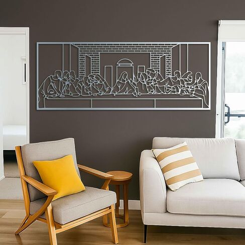KAWA METALWORKS Last Supper Wall Art Metal Decor, Metal The Last Supper inspired by Leonardo Da Vinci Painting, Jesus Last Supper Christian Wall Art, Religious Home Gift in Saudi Arabia