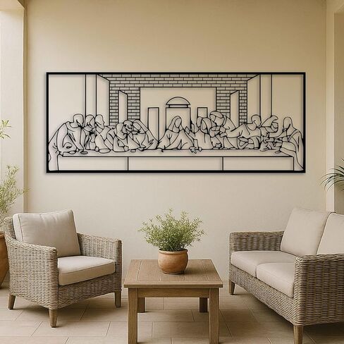 KAWA METALWORKS Last Supper Wall Art Metal Decor, Metal The Last Supper inspired by Leonardo Da Vinci Painting, Jesus Last Supper Christian Wall Art, Religious Home Gift in Saudi Arabia
