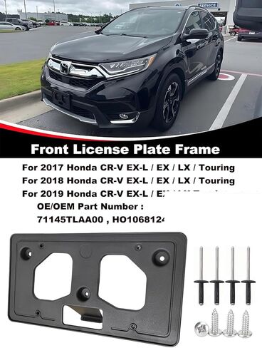 FASTCHE Front Bumper License Tag Plate Frame Bracket Holder Compatible with 2017 2018 2019 Honda CR-V Replace # 71145TLAA00 HO1068124 in Kuwait