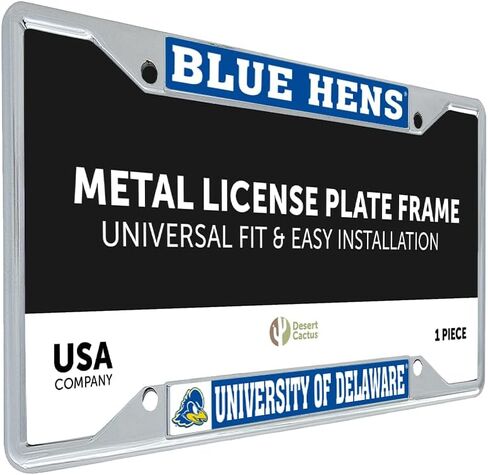 صبار الصحراء جامعة ديلاوير اكسسوارات السيارات Fightin Blue Hens إطار لوحة ترخيص معدني وحامل بطاقة للأمام أو الخلفي للسيارة (التميمة) in Saudi Arabia