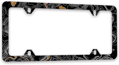 Topographic Map License Plate Frame Topography License Plate Holders Funny Auto Accessory Bracket Stainless Steel License Plate Frames with Screws for Women Men 6x12 Inch 4 Holes in Saudi Arabia