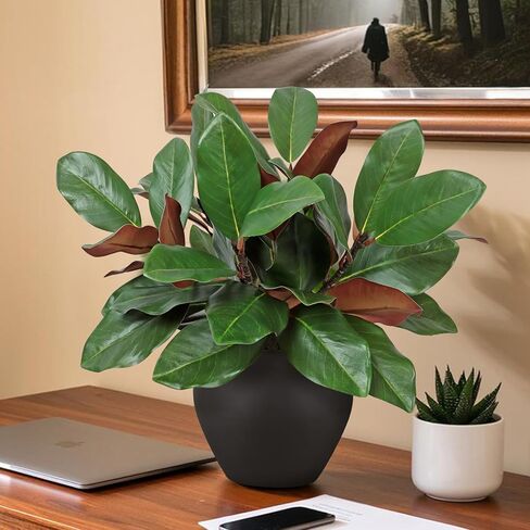 TOCHGREEN 6 Pcs Artificial Magnolia Leaves Branches 18inch Faux 3D Real Touch Magnolia Pick Stems Fake Greenery Simulation Leaves Twigs for Indoor Outdoor Vase Home Wedding Table Decoration in Saudi Arabia