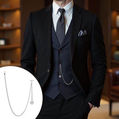 WEBEEDY 2 Pcs Gold Silver Single Albert Pocket Watch Chain Vintage Mens Albert Chain with Compass Pendant T Bar for Birthday Father's Day Wedding Costume Decoration Gift, 25.2 Inch Length in Saudi Arabia