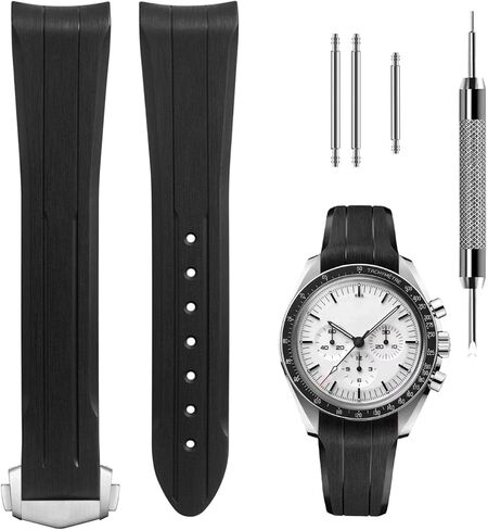 Premium Liquid Silicone Watch Strap 20mm, Compatible with Omega Speedmaster Professional Moonwatch 42mm, Seamaster & Swatch x Omega MoonSwatch, Soft Rubber Band with Fine Linear Texture in Saudi Arabia