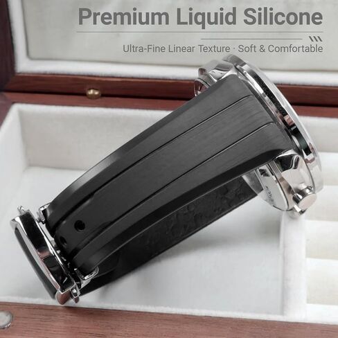 Premium Liquid Silicone Watch Strap 20mm, Compatible with Omega Speedmaster Professional Moonwatch 42mm, Seamaster & Swatch x Omega MoonSwatch, Soft Rubber Band with Fine Linear Texture in Saudi Arabia