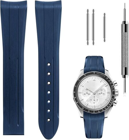 Premium Liquid Silicone Watch Strap 20mm, Compatible with Omega Speedmaster Professional Moonwatch 42mm, Seamaster & Swatch x Omega MoonSwatch, Soft Rubber Band with Fine Linear Texture in Saudi Arabia