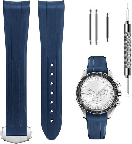 Premium Liquid Silicone Watch Strap 20mm, Compatible with Omega Speedmaster Professional Moonwatch 42mm, Seamaster & Swatch x Omega MoonSwatch, Soft Rubber Band with Fine Linear Texture in Saudi Arabia