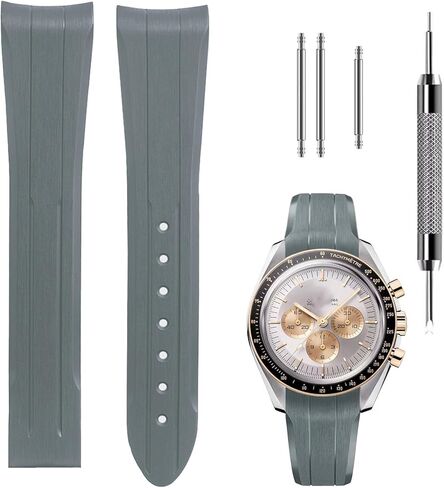 Premium Liquid Silicone Watch Strap 20mm, Compatible with Omega Speedmaster Professional Moonwatch 42mm, Seamaster & Swatch x Omega MoonSwatch, Soft Rubber Band with Fine Linear Texture in Saudi Arabia