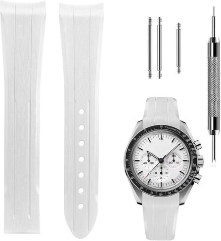 Premium Liquid Silicone Watch Strap 20mm, Compatible with Omega Speedmaster Professional Moonwatch 42mm, Seamaster & Swatch x Omega MoonSwatch, Soft Rubber Band with Fine Linear Texture in Saudi Arabia