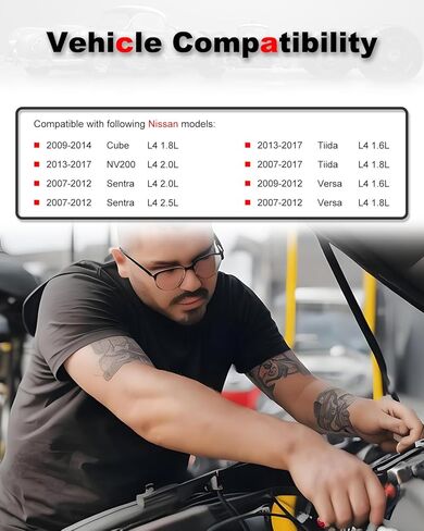 4-Count Fuel Injector Compatible with Nissan Cube 2009-2014, NV200 2013-2017, Sentra 2007-2012, Tiida 2007-2017, Versa 2007-2012 - L4 1.6/1.8/2.0/2.5L Replacement for FBY2850 16600-EN200 FJ1056 in Kuwait