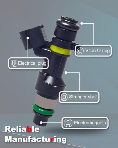 4-Count Fuel Injector Compatible with Nissan Cube 2009-2014, NV200 2013-2017, Sentra 2007-2012, Tiida 2007-2017, Versa 2007-2012 - L4 1.6/1.8/2.0/2.5L Replacement for FBY2850 16600-EN200 FJ1056 in Kuwait