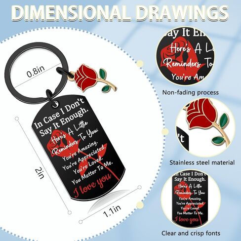 Romantic Gifts for Her I Love You Keychain Gifts for Husband Wife Ideal Anniversary Birthday Gift for Him Her Personalized Key Chain Accessory Romantic Appreciation Gift in Kuwait