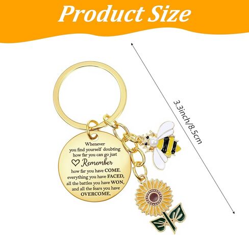 Motivational Sunflower Bee Keychain, Positive Bee Sunflower Charms for Handbags, Inspirational Gifts, Cute Best Friend/Friendship Keychain Gifts for Women, Encouraging Gift for Birthday in Saudi Arabia