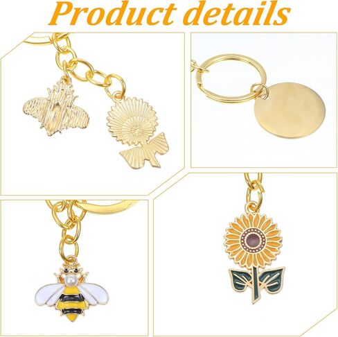 Motivational Sunflower Bee Keychain, Positive Bee Sunflower Charms for Handbags, Inspirational Gifts, Cute Best Friend/Friendship Keychain Gifts for Women, Encouraging Gift for Birthday in Saudi Arabia