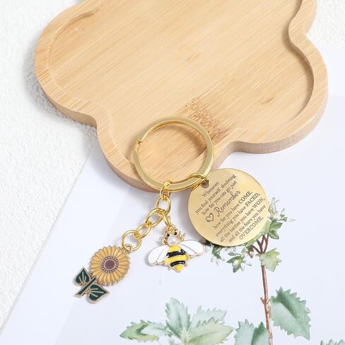 Motivational Sunflower Bee Keychain, Positive Bee Sunflower Charms for Handbags, Inspirational Gifts, Cute Best Friend/Friendship Keychain Gifts for Women, Encouraging Gift for Birthday in Saudi Arabia