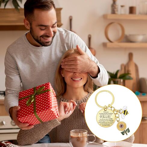 Motivational Sunflower Bee Keychain, Positive Bee Sunflower Charms for Handbags, Inspirational Gifts, Cute Best Friend/Friendship Keychain Gifts for Women, Encouraging Gift for Birthday in Saudi Arabia