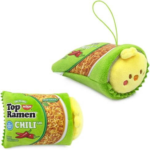 سلسلة مفاتيح من القطيفة على شكل حيوانات محشوة من أنيرولز - دمية لعبة ساحرة لزينة رامين الرسمية | ناعم، اسفنجي، لطيف، ضوضاء مجعدة، آمن| هدية عيد ميلاد كتكوت بنكهة الفلفل الحار معكرونة تشيكيرول 4 بوصة in Kuwait