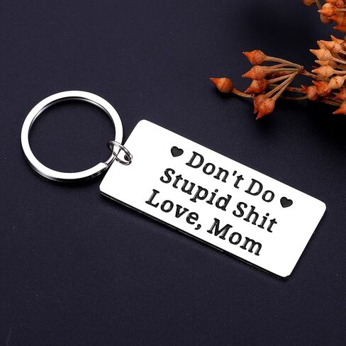 Cueillir Terre Easter Basket for College Girls Dont Do Stupid Sh t Keychain from Mom, Funny Valentine Birthday Gifts for Son Daughter, 16th 18th 21st Birthday Gifts for College Boys Girls in Kuwait