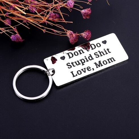 Cueillir Terre Easter Basket for College Girls Dont Do Stupid Sh t Keychain from Mom, Funny Valentine Birthday Gifts for Son Daughter, 16th 18th 21st Birthday Gifts for College Boys Girls in Kuwait