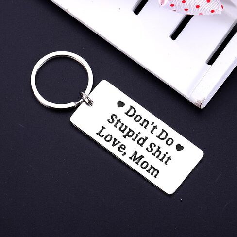 Cueillir Terre Easter Basket for College Girls Dont Do Stupid Sh t Keychain from Mom, Funny Valentine Birthday Gifts for Son Daughter, 16th 18th 21st Birthday Gifts for College Boys Girls in Kuwait