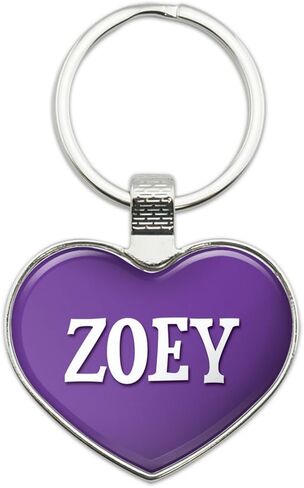 Metal Keychain Key Chain Ring Purple I Love Heart Names Female Z - Zoey in Saudi Arabia