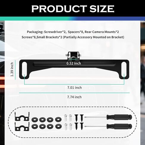 2PCS Car Backup Camera License Plate Mount,170° Adjustable Car License Plate Camera Mount No Drilling Required,Non-damaging Cars Back Up Cameras Licenses Plates Mounts in Kuwait