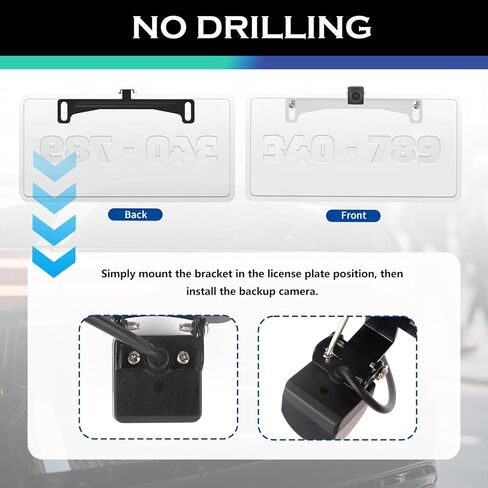 2PCS Car Backup Camera License Plate Mount,170° Adjustable Car License Plate Camera Mount No Drilling Required,Non-damaging Cars Back Up Cameras Licenses Plates Mounts in Kuwait