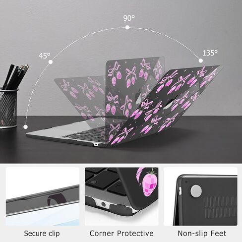 MOSISO Compatible with MacBook Air 13 inch Case 2026 2025 2024-2022 M4 A3240 M3 A3113 M2 A2681, Strawberry Bows Plastic Hard Shell&Keyboard Cover&Screen Protector for MacBook Air 13.6 inch Case, Black in Saudi Arabia