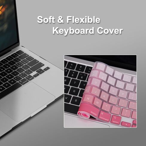 MOSISO Compatible with MacBook Air 13 inch Case 2026 2025 2024-2022 M4 A3240 M3 A3113 M2 A2681, Strawberry Bows Plastic Hard Shell&Keyboard Cover&Screen Protector for MacBook Air 13.6 inch Case, Black in Saudi Arabia