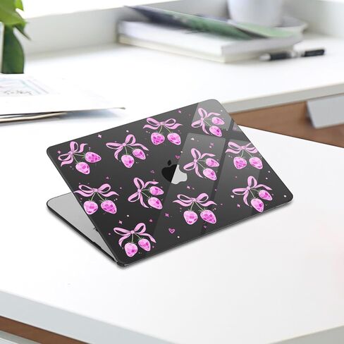 MOSISO Compatible with MacBook Air 13 inch Case 2026 2025 2024-2022 M4 A3240 M3 A3113 M2 A2681, Strawberry Bows Plastic Hard Shell&Keyboard Cover&Screen Protector for MacBook Air 13.6 inch Case, Black in Saudi Arabia