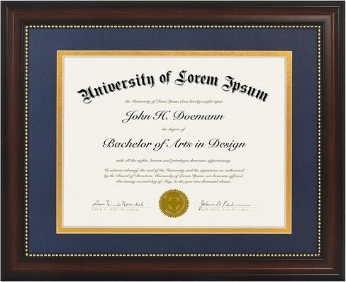 Americanflat Ornate 11x14 Diploma Frame in Beaded Mahogany - Certificate Frame with Black and Gold Mat Displays 8.5x11 Diplomas or Use as 11x14 Frame Without Mat - Antique Decor Vintage Picture Frame in Kuwait