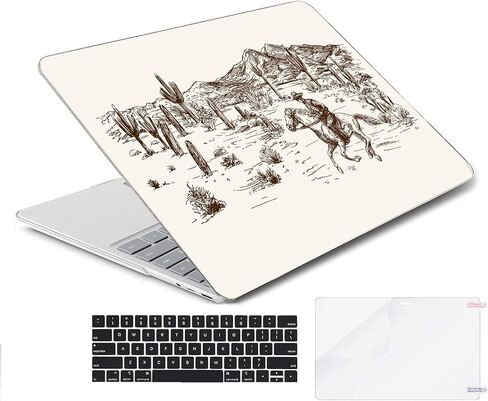 MINGDAO Compatible with Microsoft Surface Laptop 5/4/3 13.5 inch Hard Protective Shell Cace and Keyboard Cover (Models:1951&1868, 2022 2021 2019 Release) - Wild West Desert Cowboys-2 in Saudi Arabia