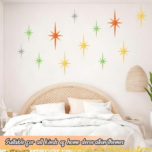 ديكور جداري حديث لمنتصف القرن، 6 قطع منحوتة جدارية فنية ثلاثية الأبعاد من طراز Starburst، 8 نجوم ذرية مدببة ديكور منزلي عتيق in Kuwait